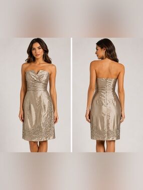 Mon Cheri Social Occasions Champagne Strapless Cocktail Dress 6 NWT